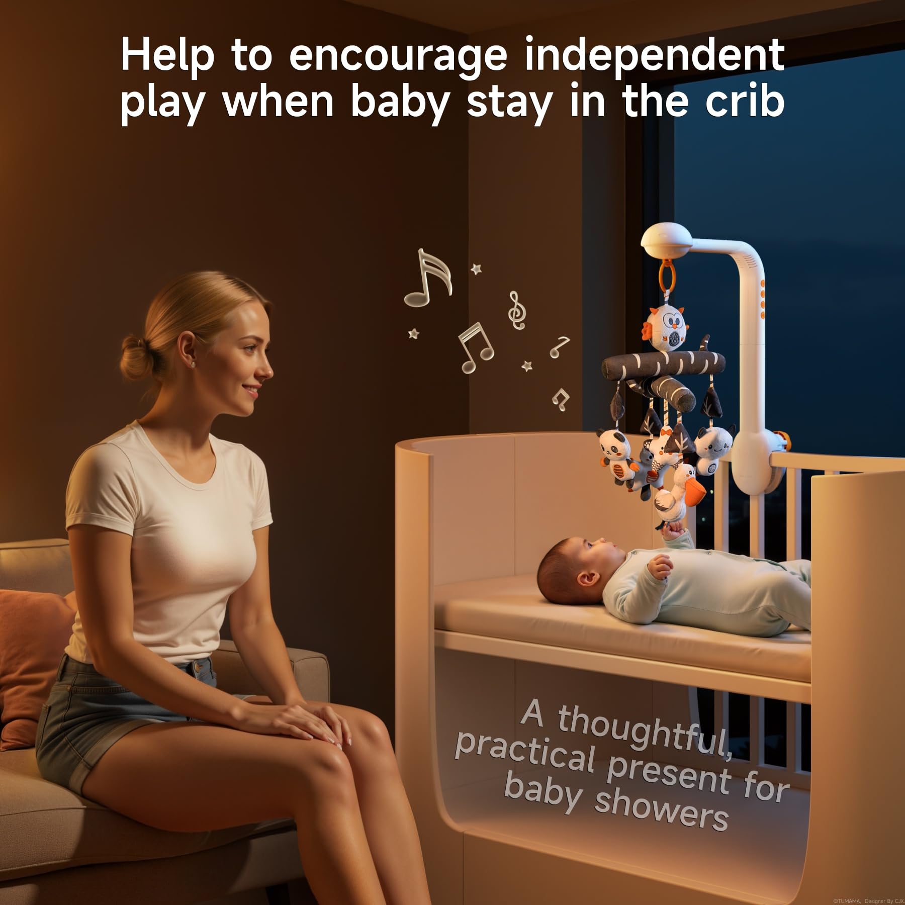 TUMAMA KIDS compact attachment crib design secures the mobile securely