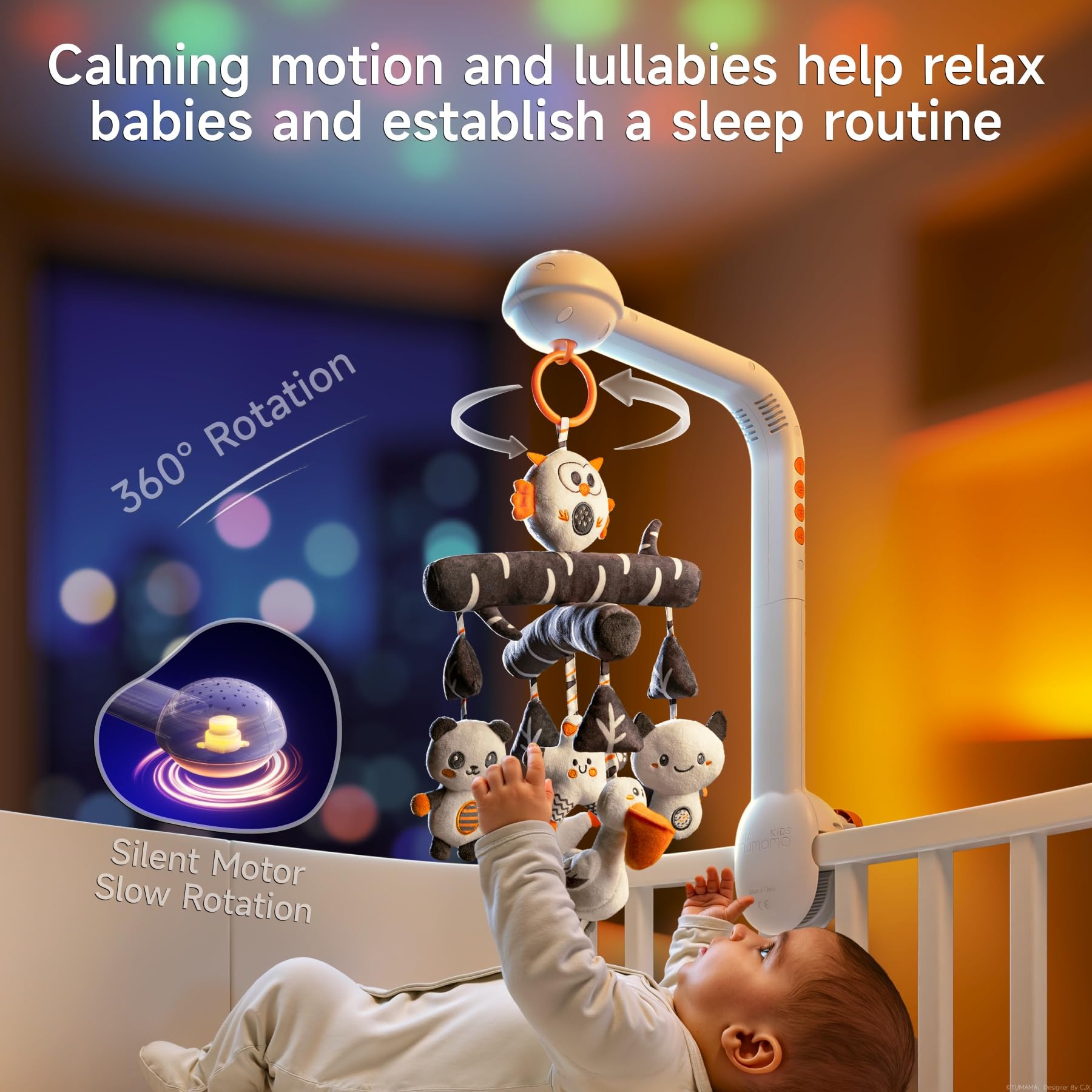 TUMAMA KIDS soft rattling sound adds gentle tactile feedback during crib time