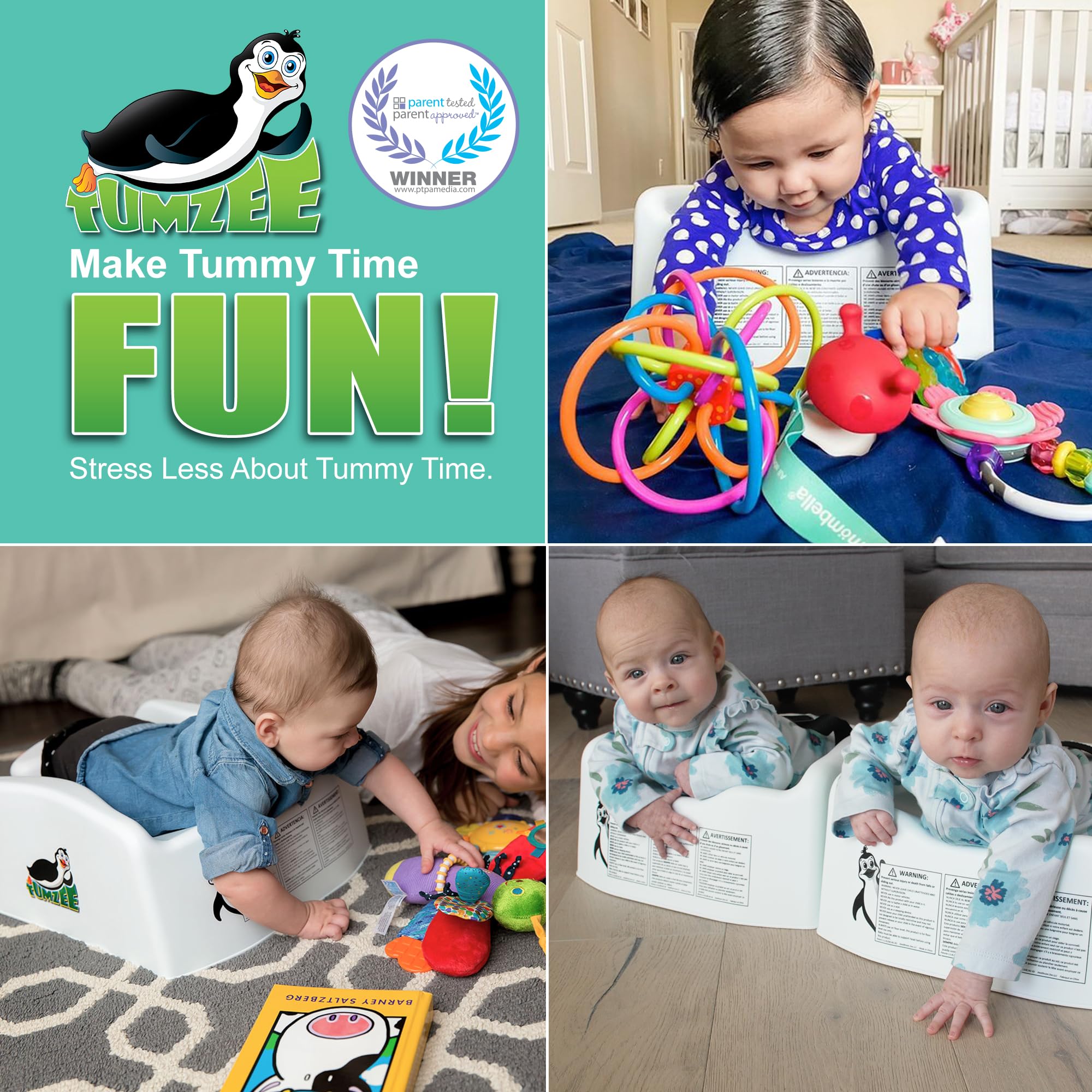 Tumzee Tummy Time Incline Tool supports arm, neck, and core development.