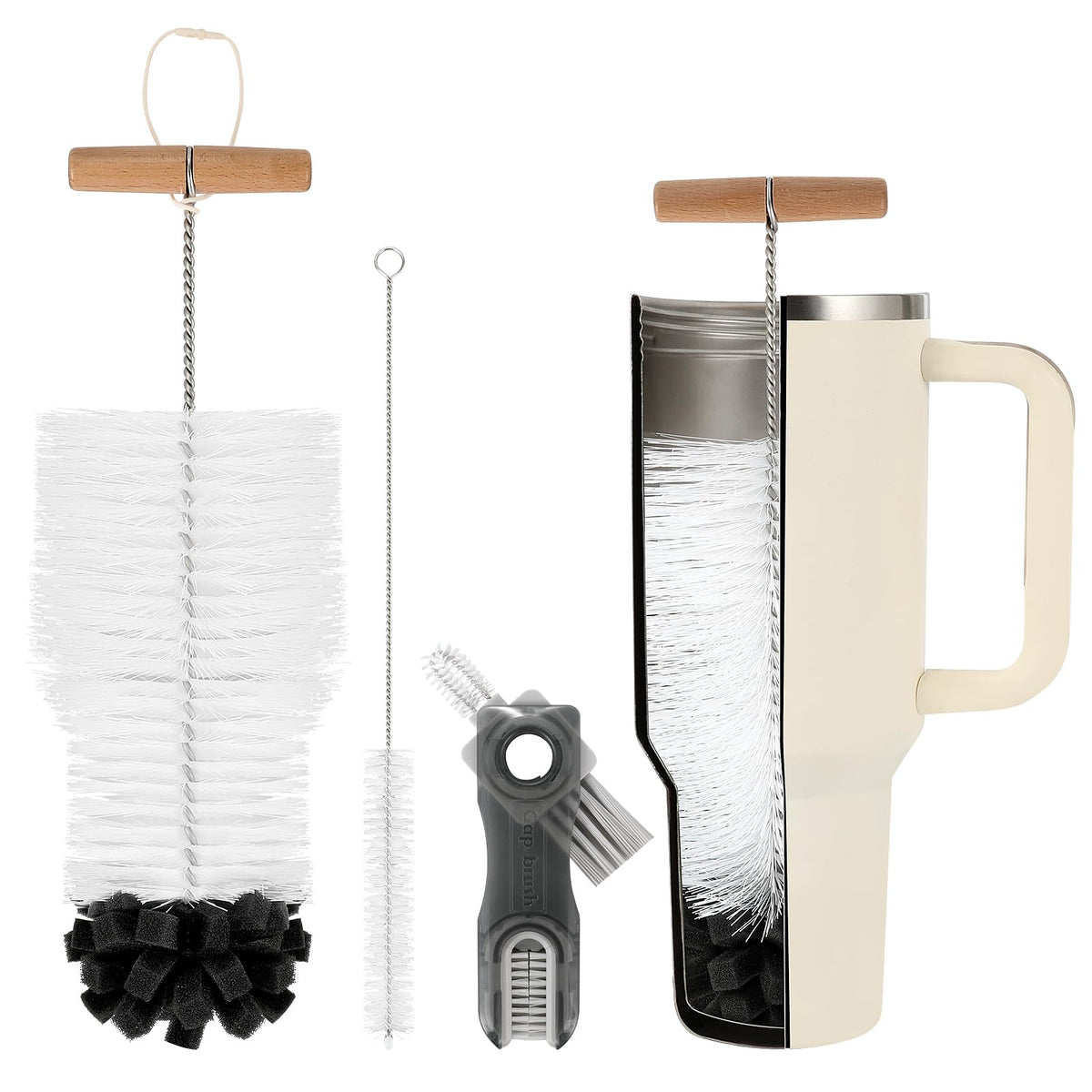 Tuniko long wooden handle bottle brush reaches tight interiors with ease.