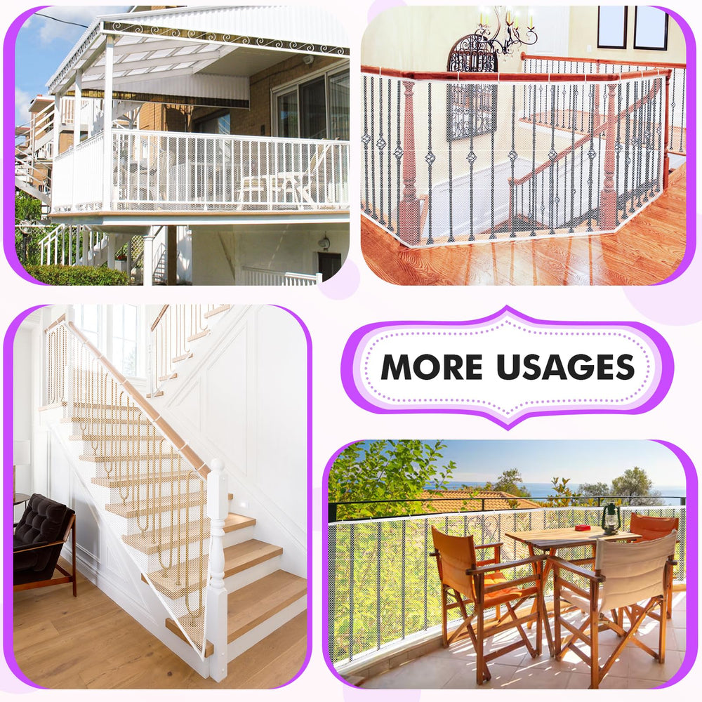 Tupi Banister Guard ventilated design keeps spaces airy while children and pets play.