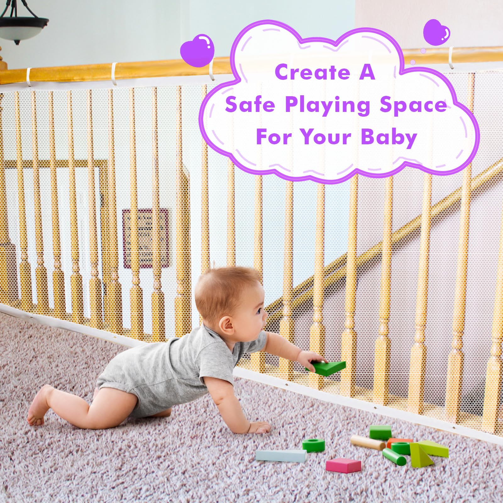 Tupi Banister Guard zip-tie installation kit enables quick, secure setup.