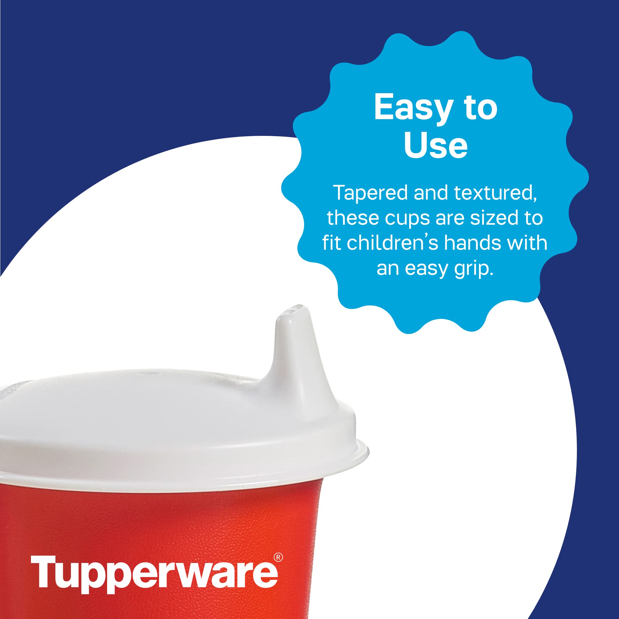 Tupperware Bell Tumbler designed for ages 6-24 months supports early drinking practice.