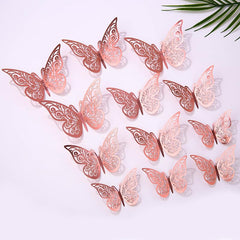 Tuqiso 3D butterfly wall stickers in rose gold brighten walls, ideal for parties