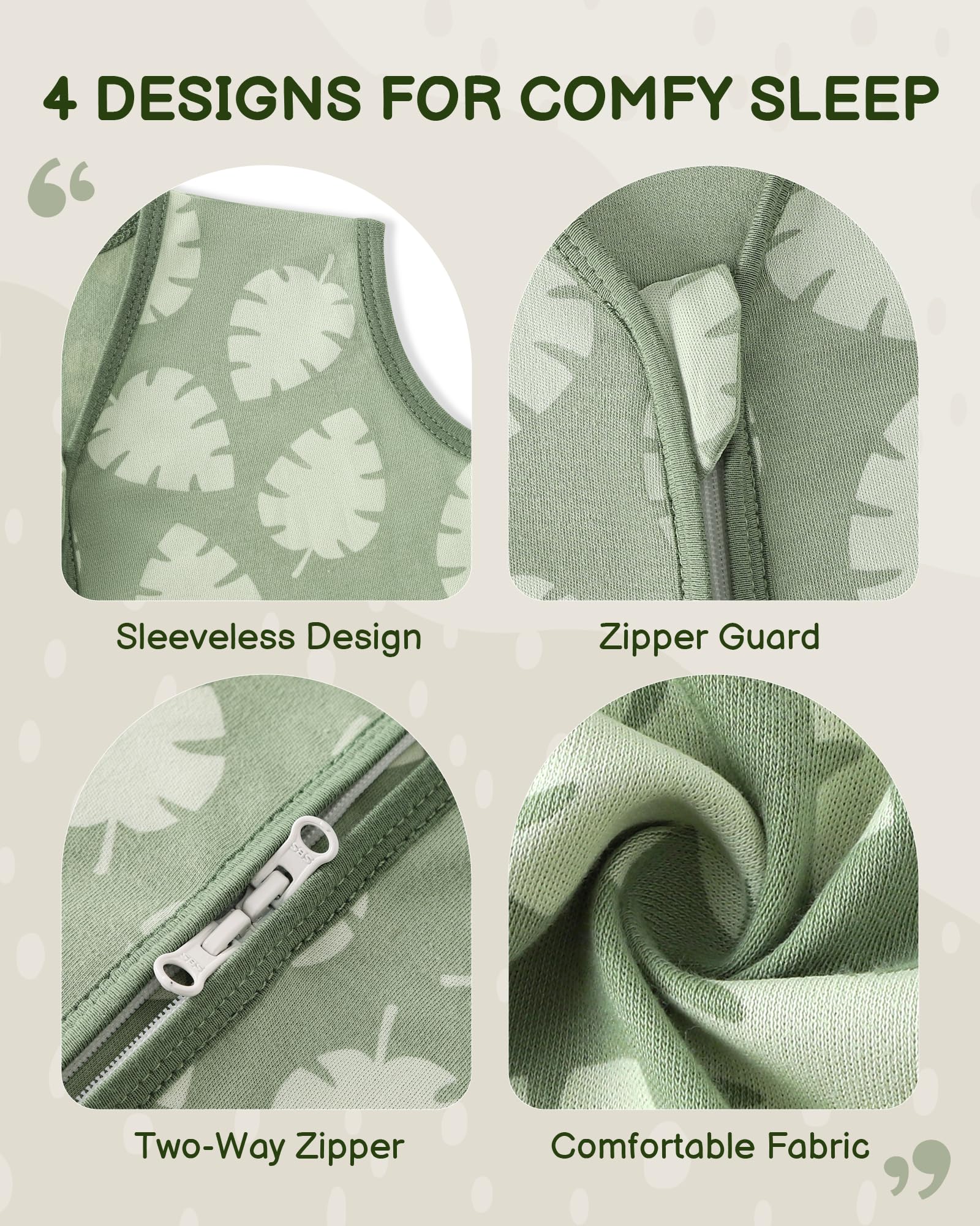 TURMEWU sleep sack with 0.5 TOG for year-round warmth and breathability.