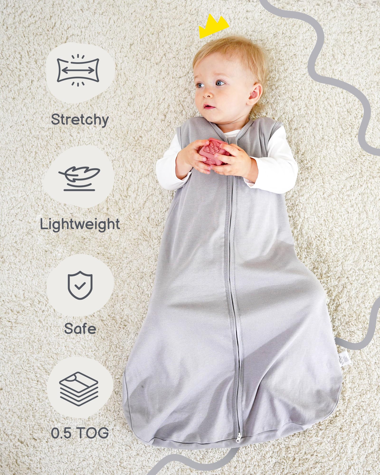 TurmeWu sleep sack with 0.5 tog provides balanced warmth