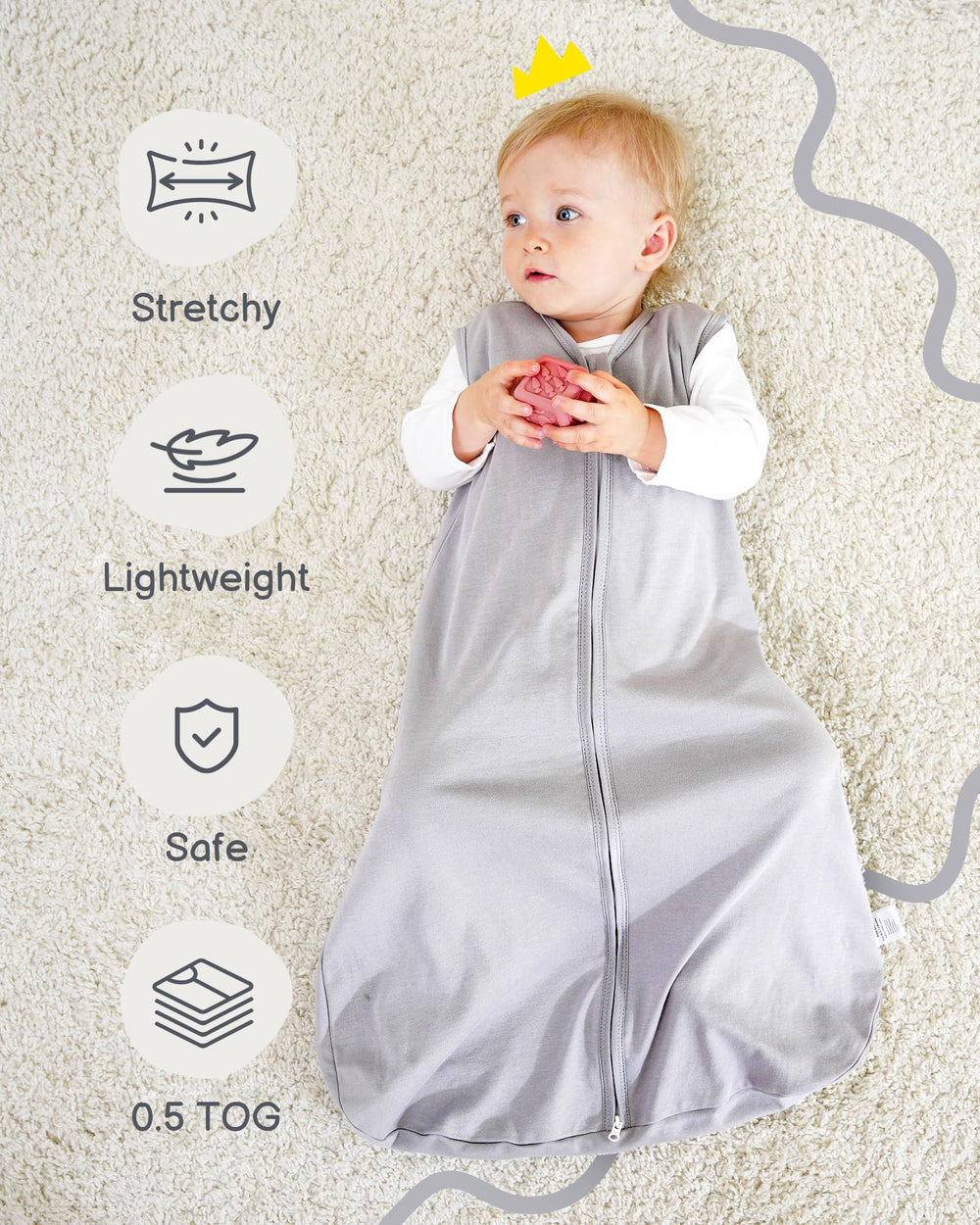 TurmeWu sleep sack with 0.5 tog provides balanced warmth