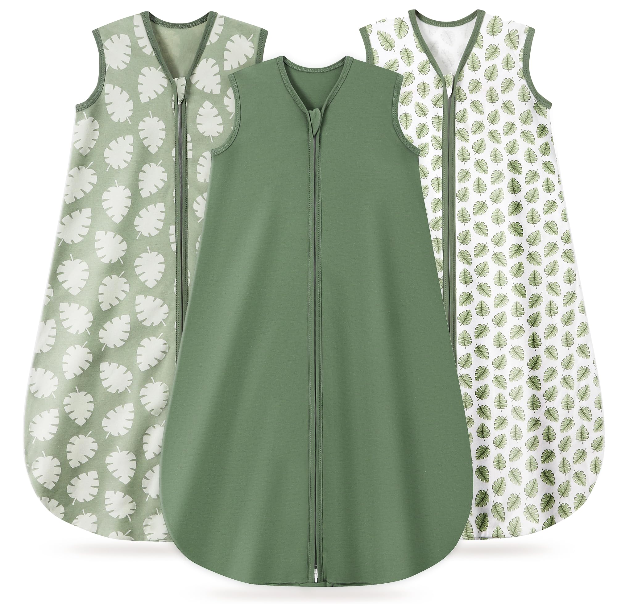 TURMEWU baby sleep sack in leaf green for comfortable all-night wear.