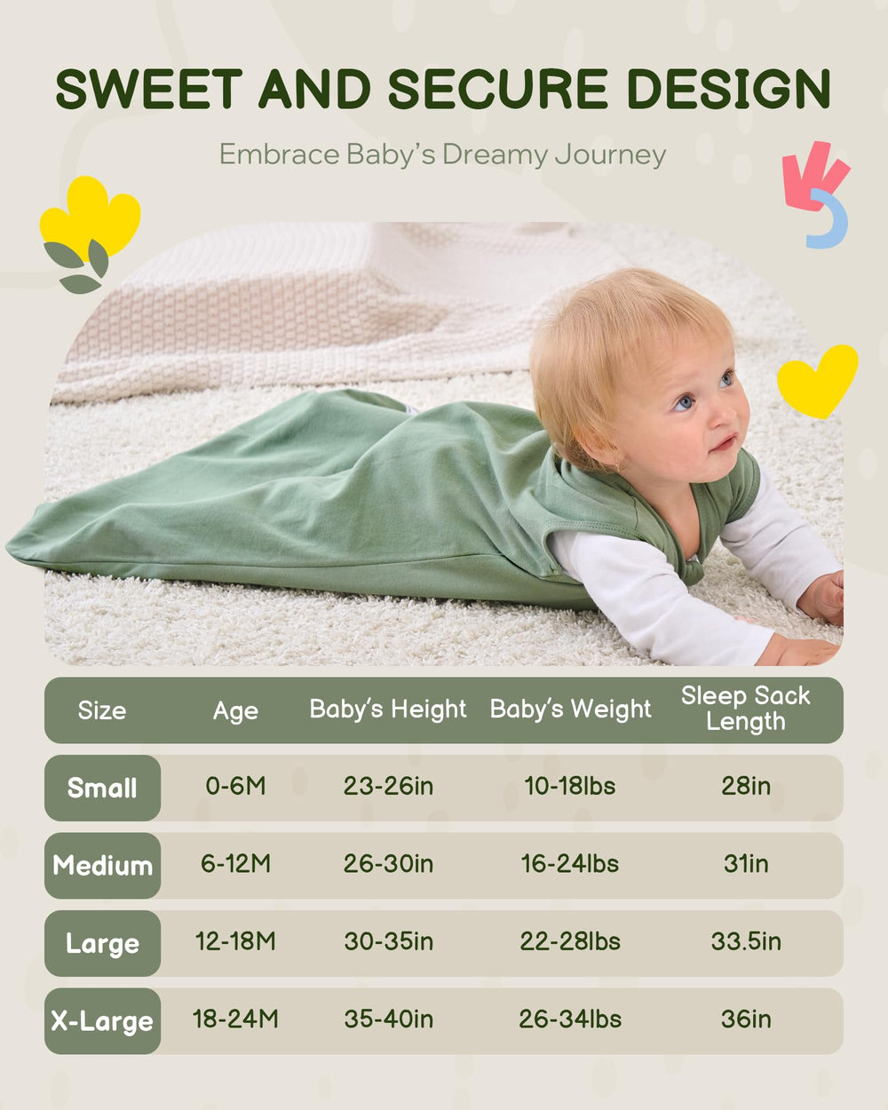 TURMEWU easy-care cotton sleep sack stays soft after washing.
