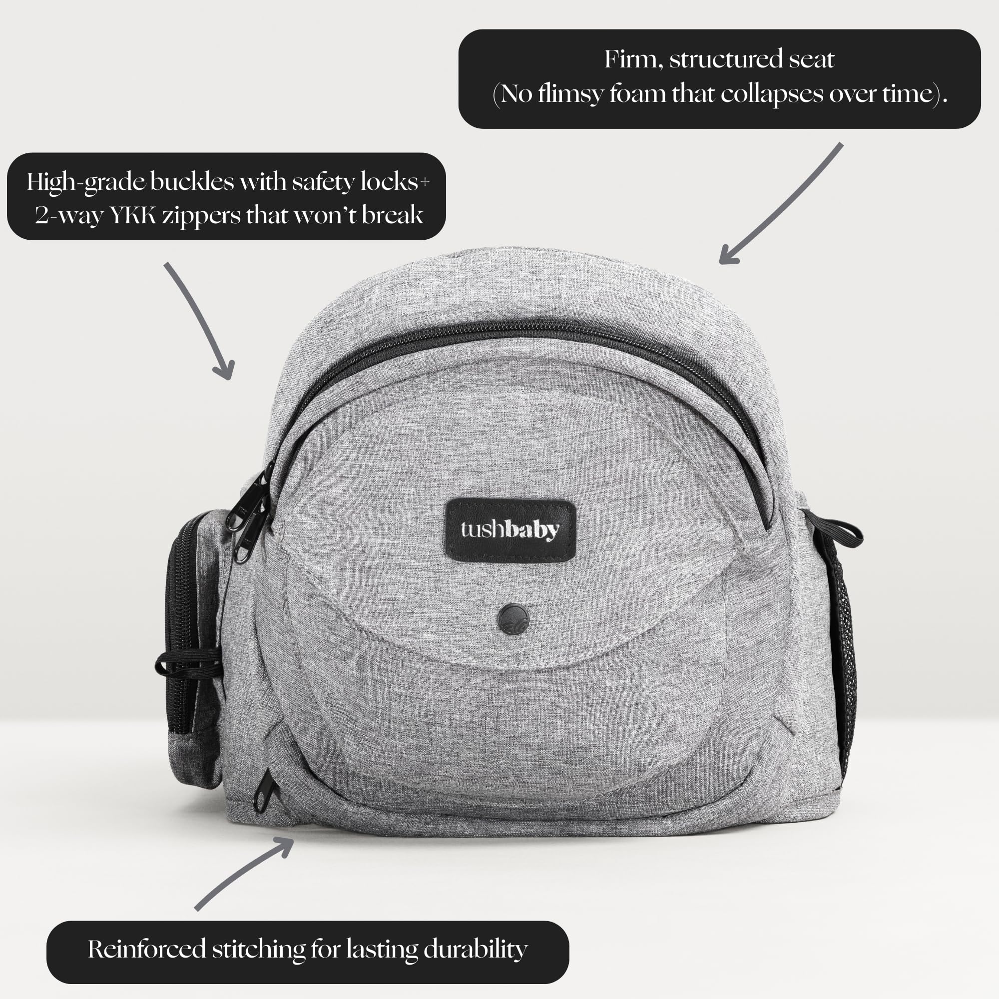 TushBaby Original includes five pockets and a bottle holder
