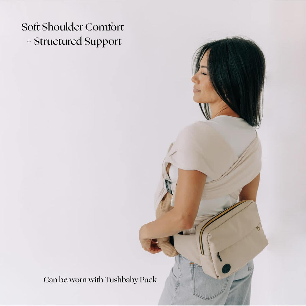 TushBaby Pearl Wrap storage pocket highlights hands-free access to essentials