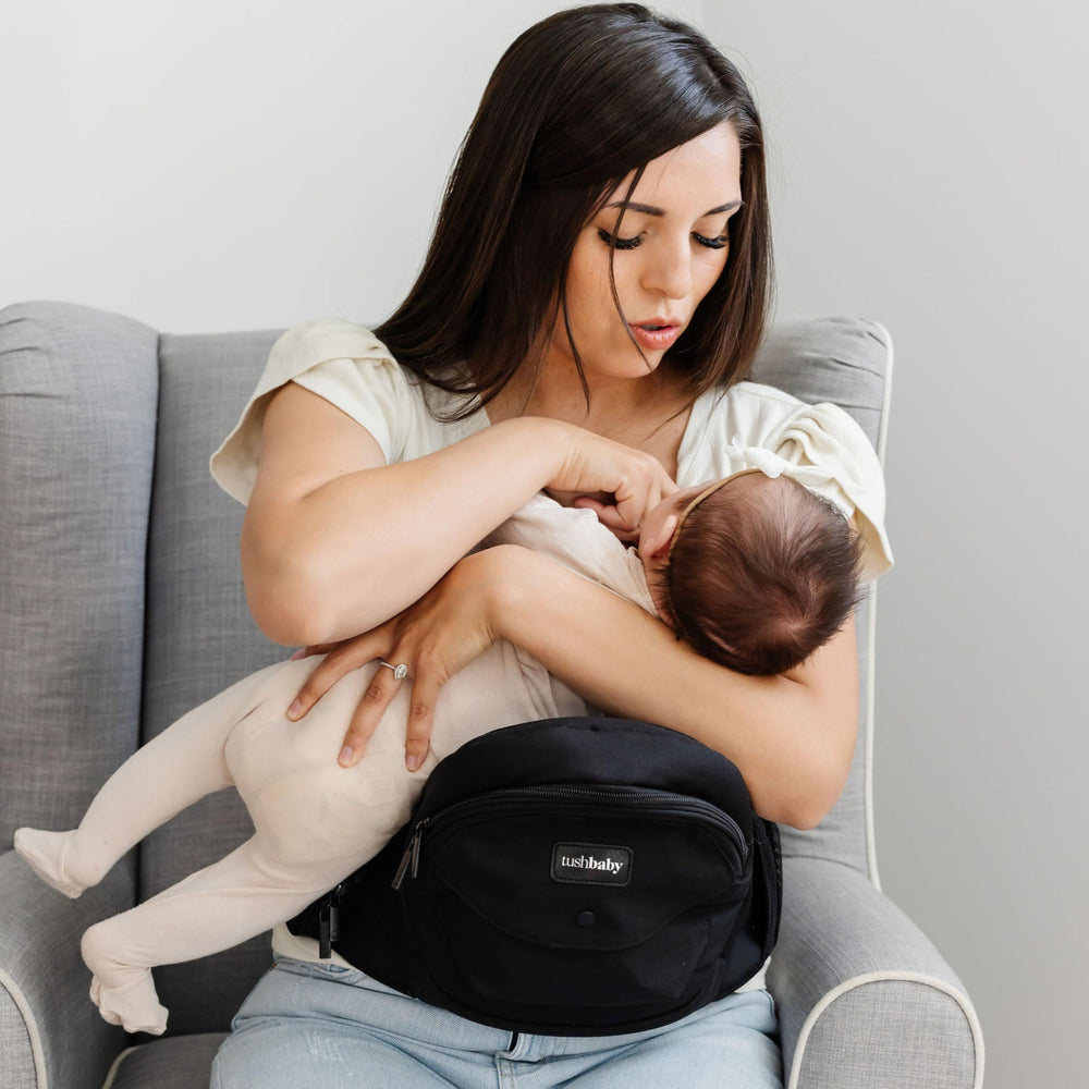 TushBaby storage-pockets keep essentials close at hand.