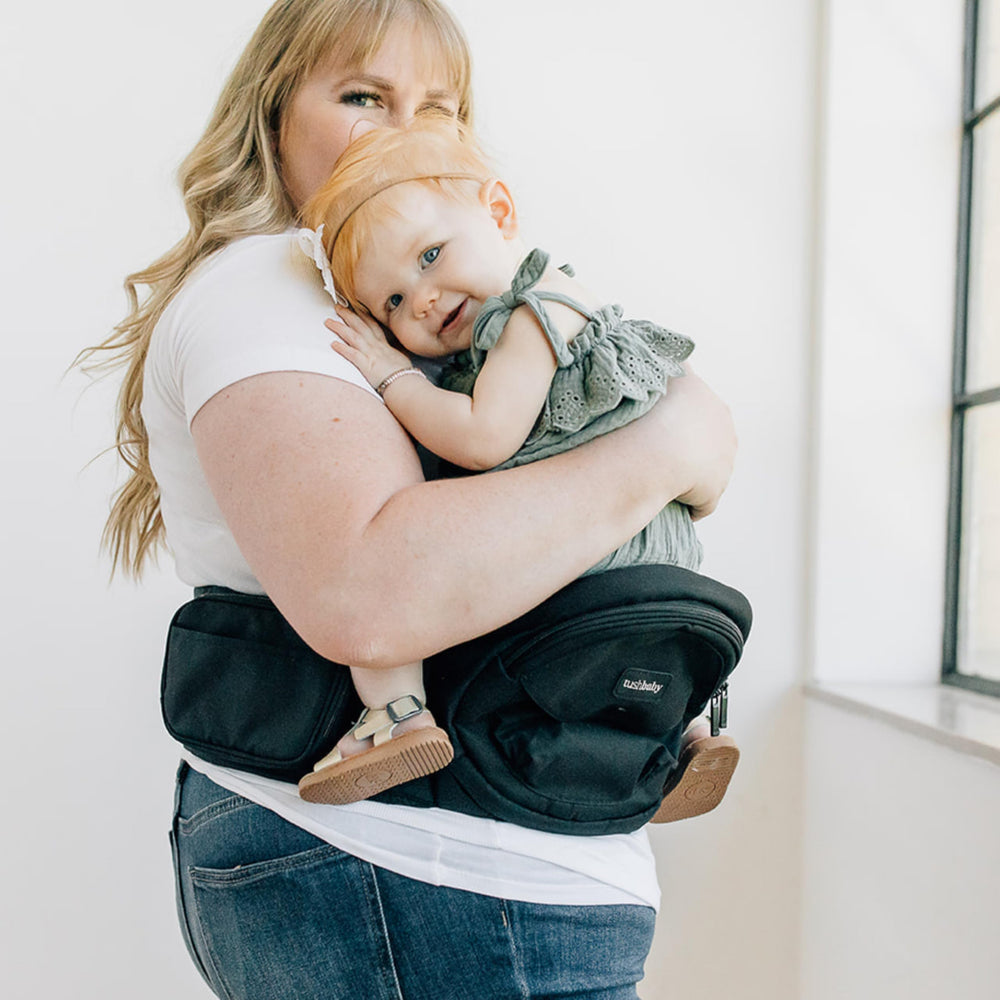 TushBaby worn-high-and-tight design promotes ergonomic comfort.