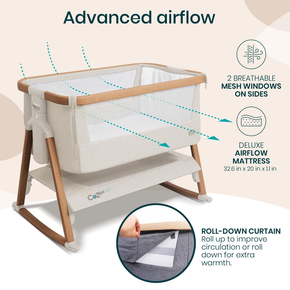 Tutti Bambini CoZee Air deluxe airflow mattress keeps baby cool at night.
