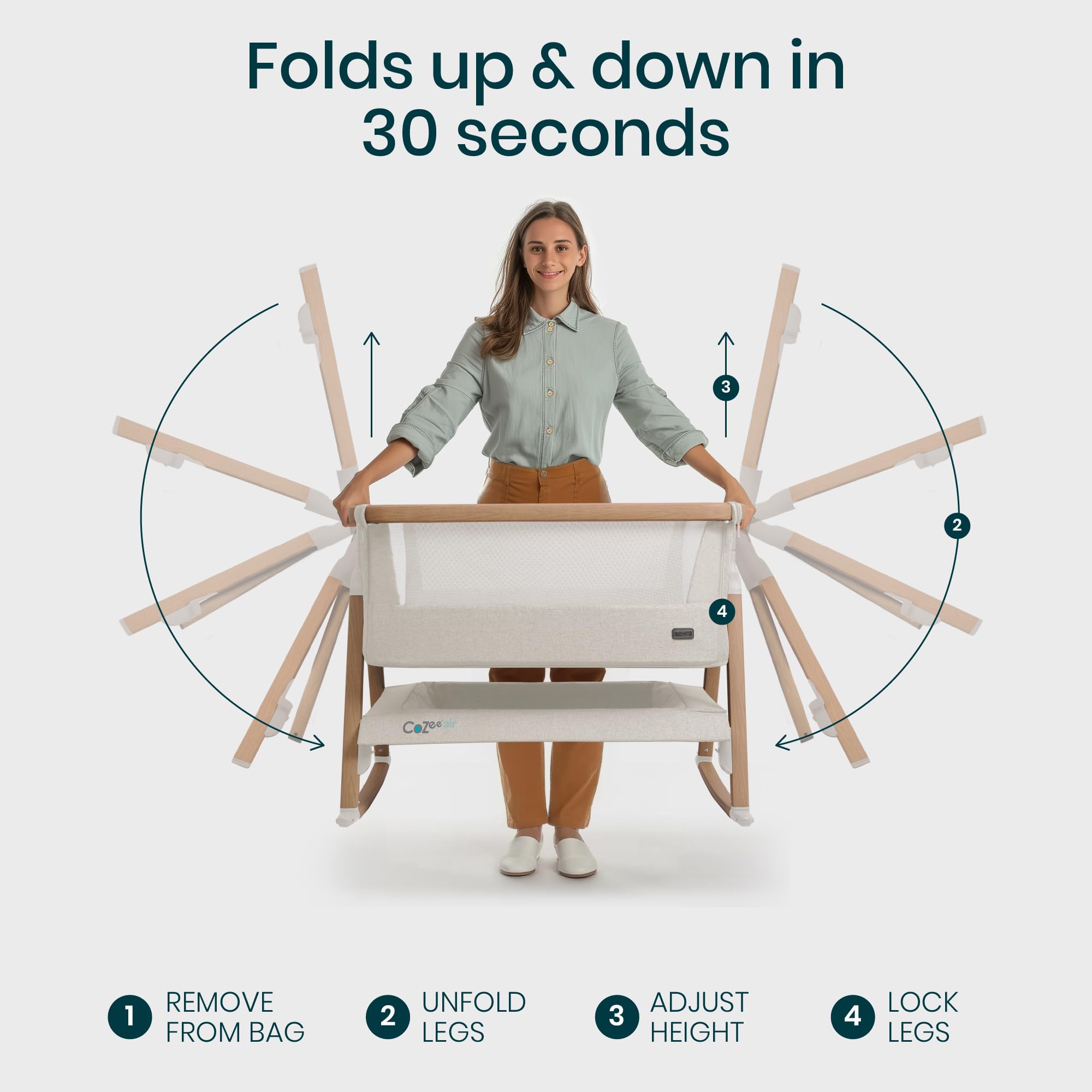 Tutti Bambini CoZee Air six-height levels adapt to most beds.