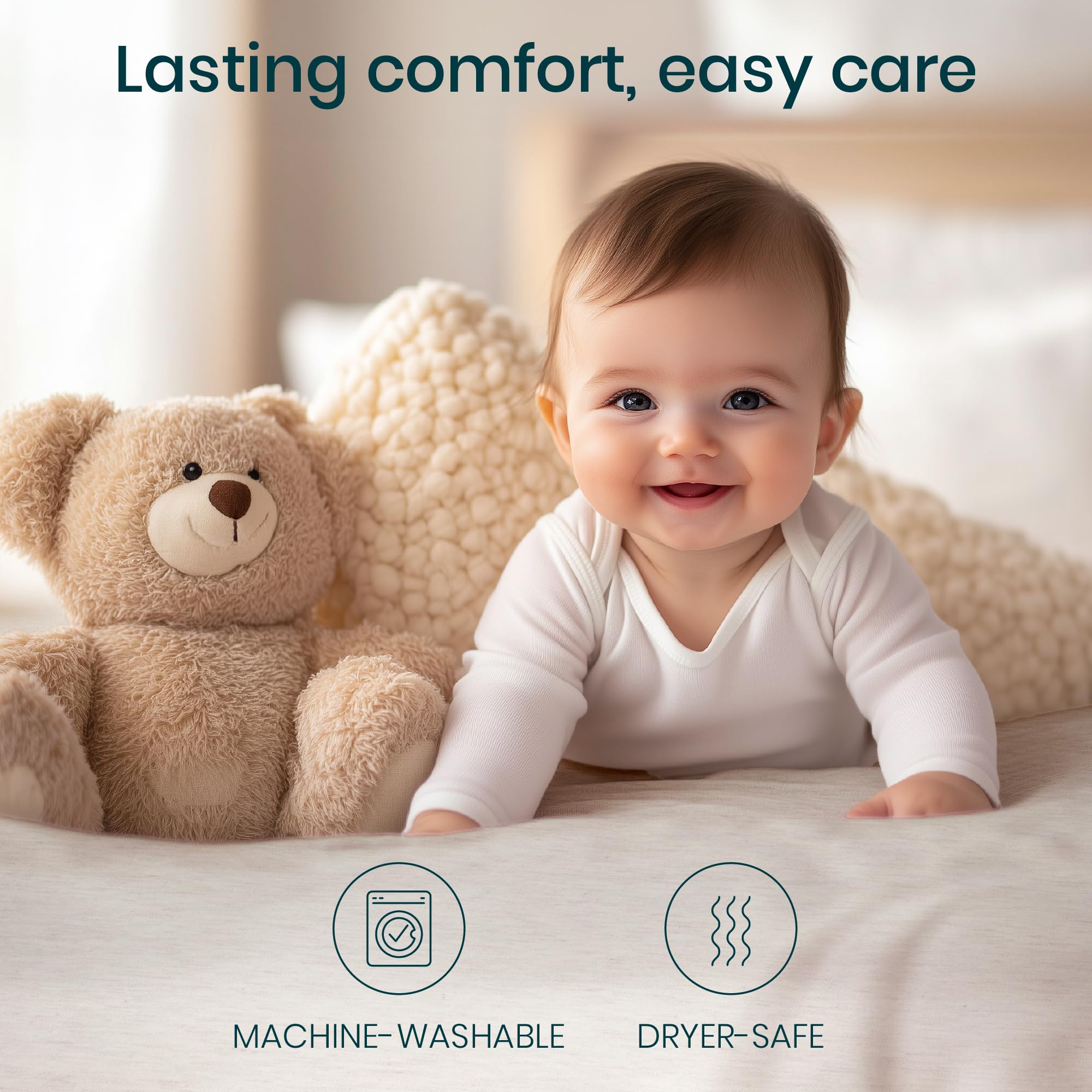 Durable cotton keeps baby comfortable through the night.