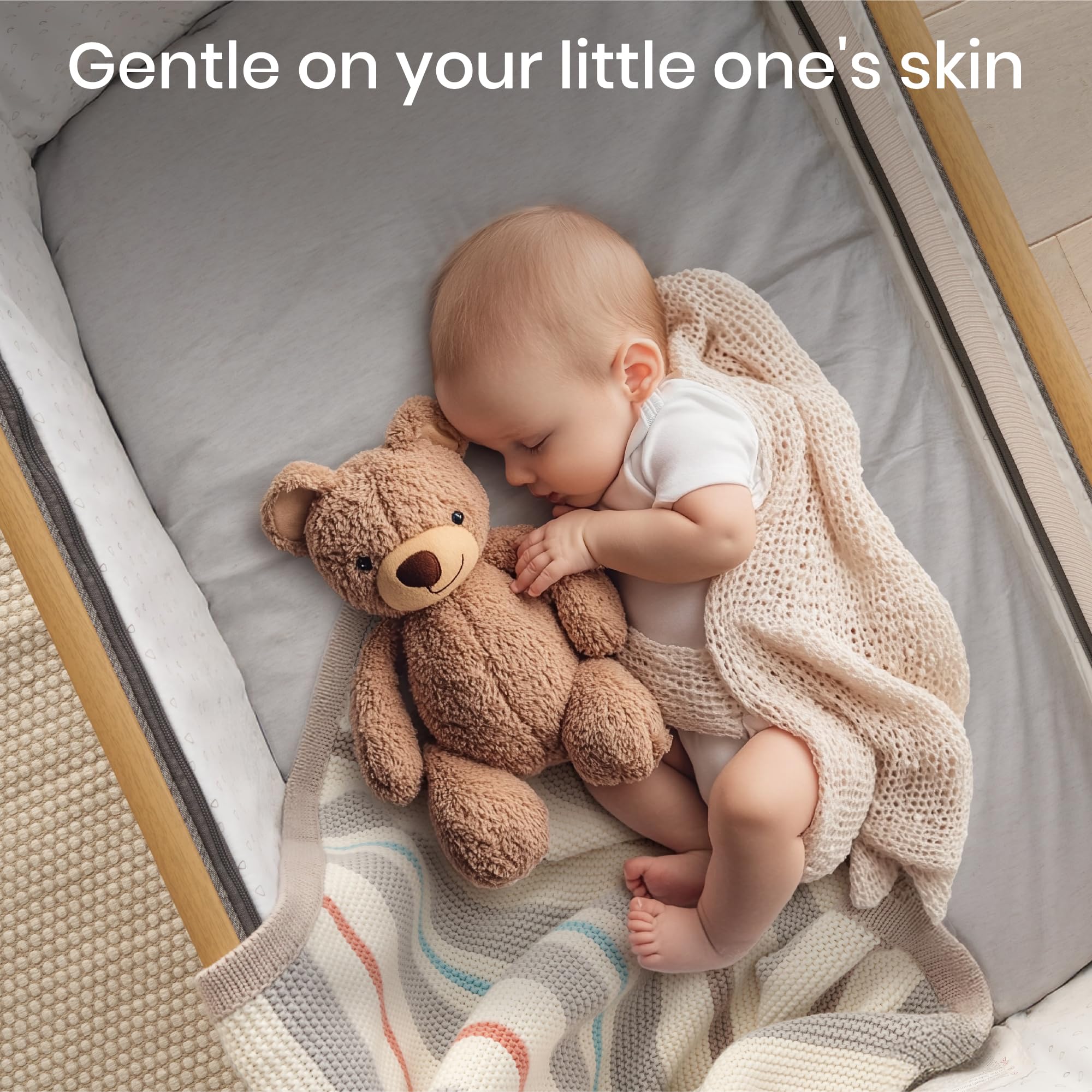 Wrinkle-resistant design stays smooth through wiggles and night-time movement.