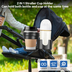 TUWEIPAIKE 2-in-1 dual-cup design supports multiple cup sizes on the stroller.