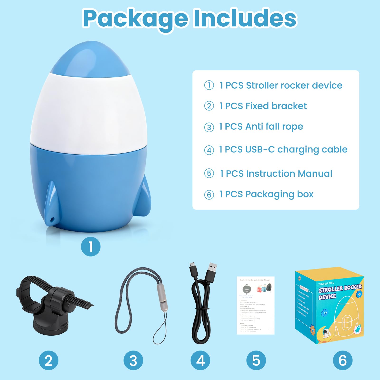 Blue TUWEIPAIKE rocker adds soothing comfort in daily routines