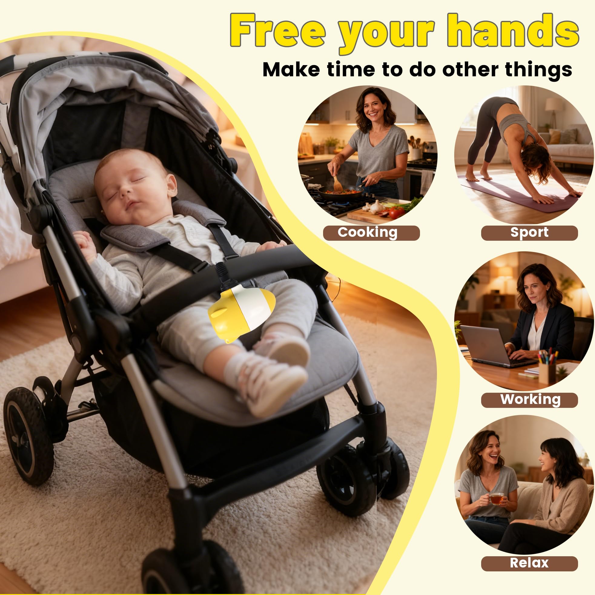 TUWEIPAIKE silent motor keeps noise low while soothing baby during trips.
