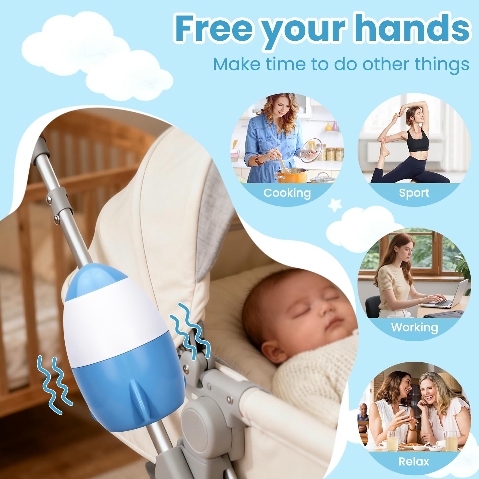 Silent motor for quiet naps during stroller rides