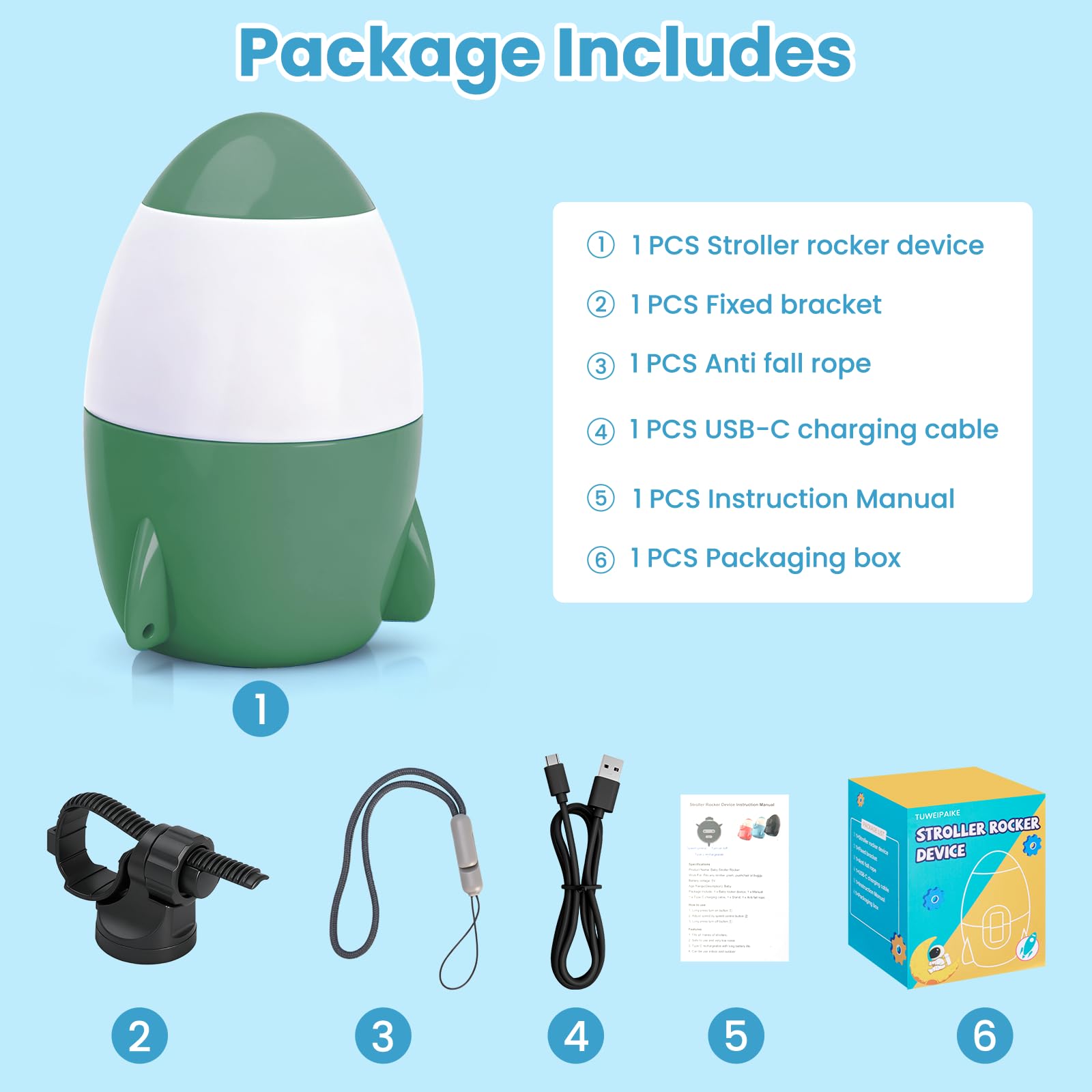 Rechargeable battery keeps the TUWEIPAIKE rocker ready for outings