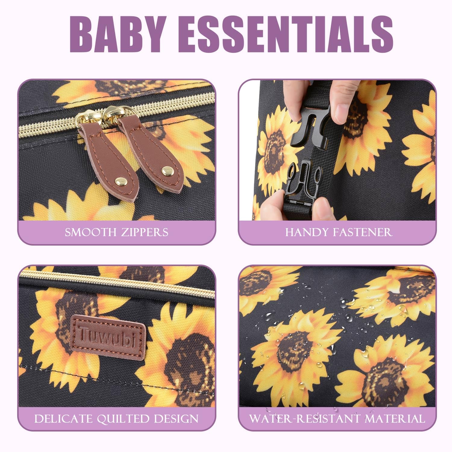 Tuwubi Diaper Bag Tote insulated bottle pockets keep bottles at ideal temperatures.
