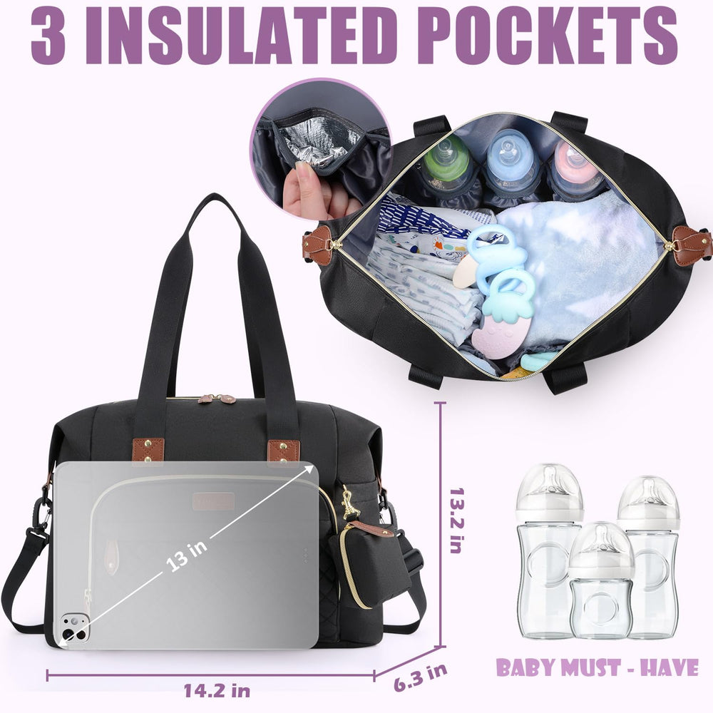Tuwubi diaper bag tote detachable shoulder strap for versatile carrying.