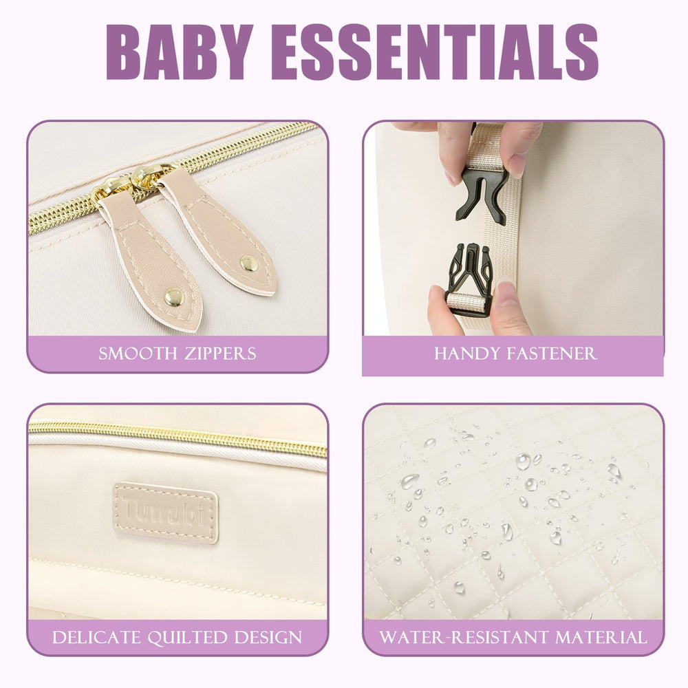 Tuwubi diaper bag tote insulated bottle pockets keep bottles warm or cool on the go.