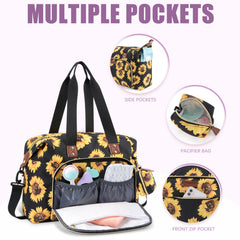 Tuwubi Diaper Bag Tote interior organization highlights bottle pockets.