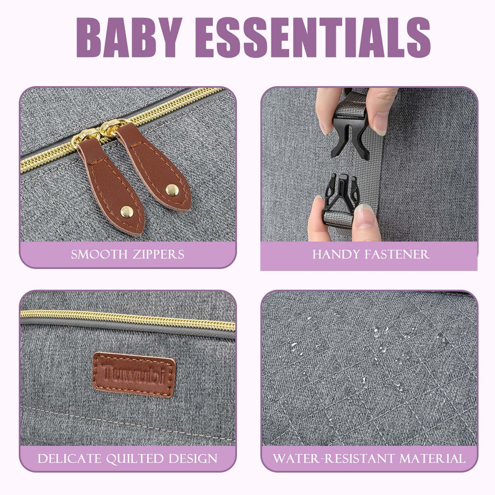 Tuwubi diaper bag tote detachable pacifier case maintains hygiene and reduces small-item clutter.
