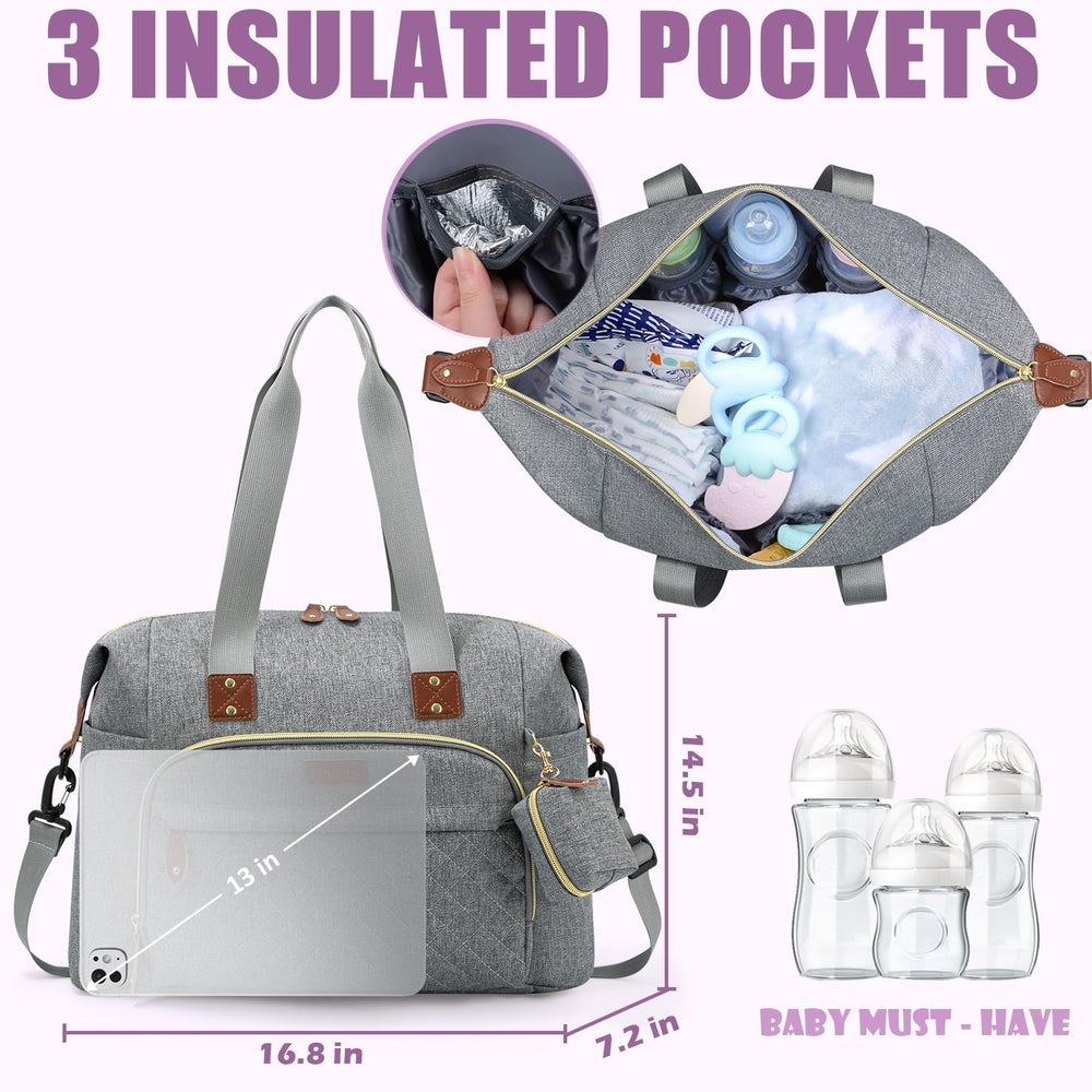Tuwubi diaper bag tote waterproof fabric protects items in rain or humidity.