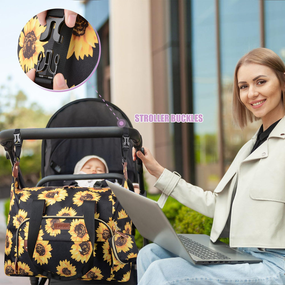 Tuwubi Diaper Bag Tote luggage sleeve for smooth travel.