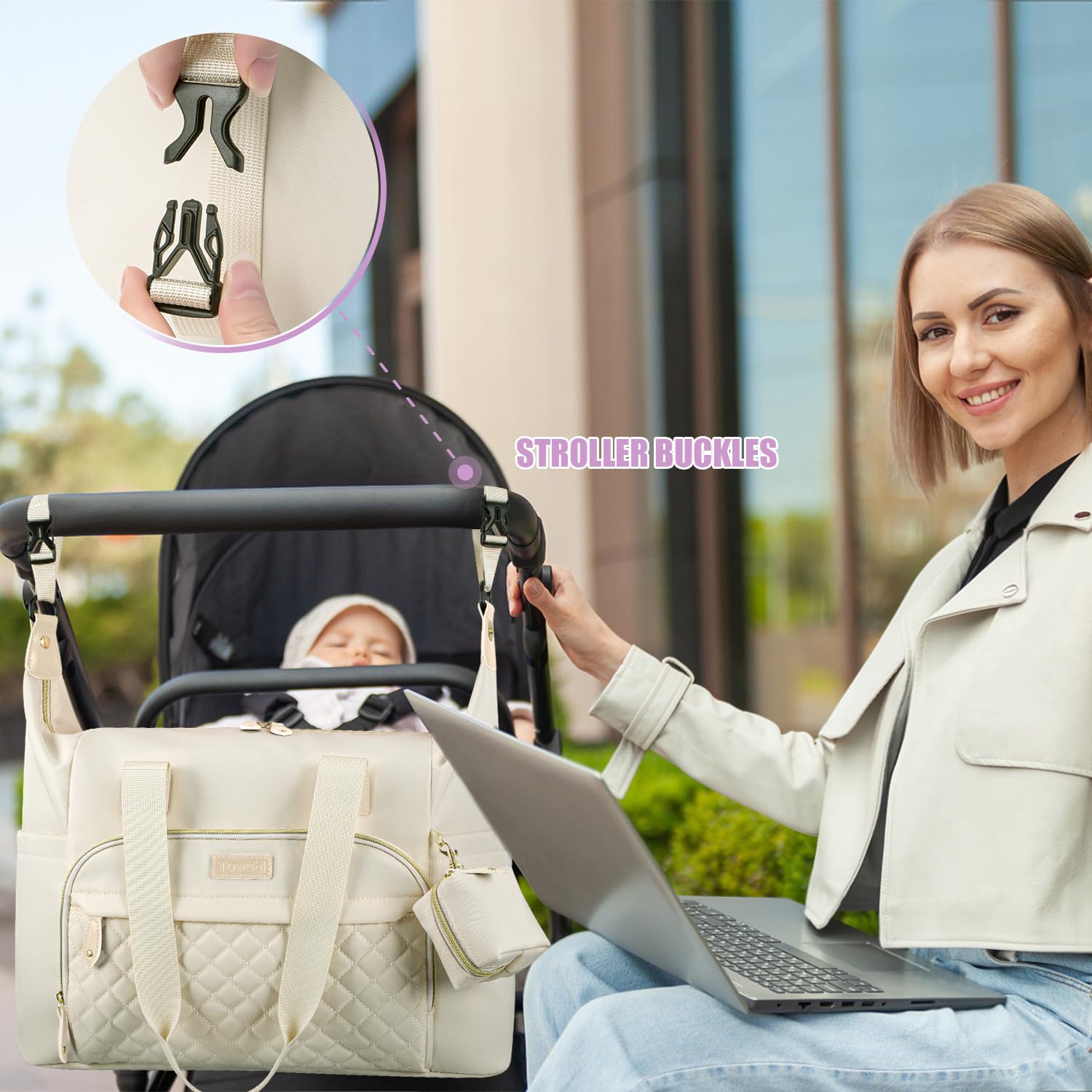 Tuwubi diaper bag tote versatile design suits hospital, travel, or daily baby care.
