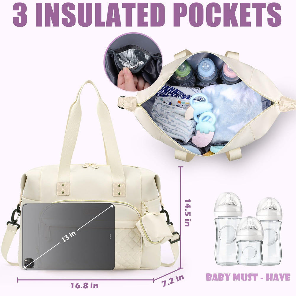 Tuwubi diaper bag tote waterproof fabric protects contents during rain or splashes.