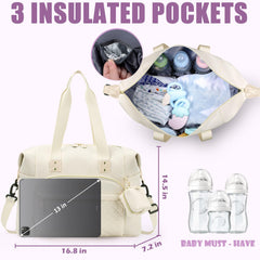 Tuwubi diaper bag tote waterproof fabric protects contents during rain or splashes.
