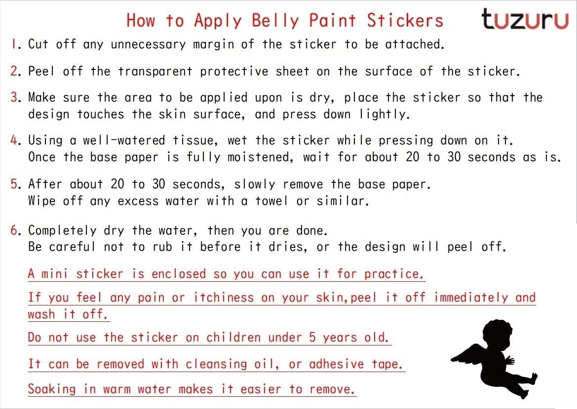 Tuzuru easy-remove sticker demonstrated with baby oil or warm water