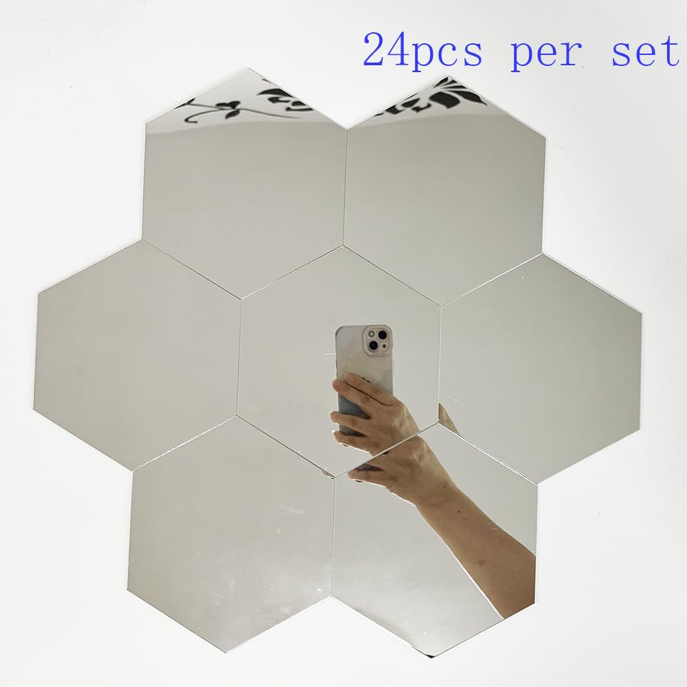 TVPHLLY hexagon silver mirror sticker adds reflective drama to nursery walls