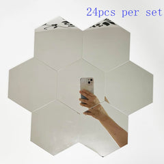 TVPHLLY hexagon silver mirror sticker adds reflective drama to nursery walls
