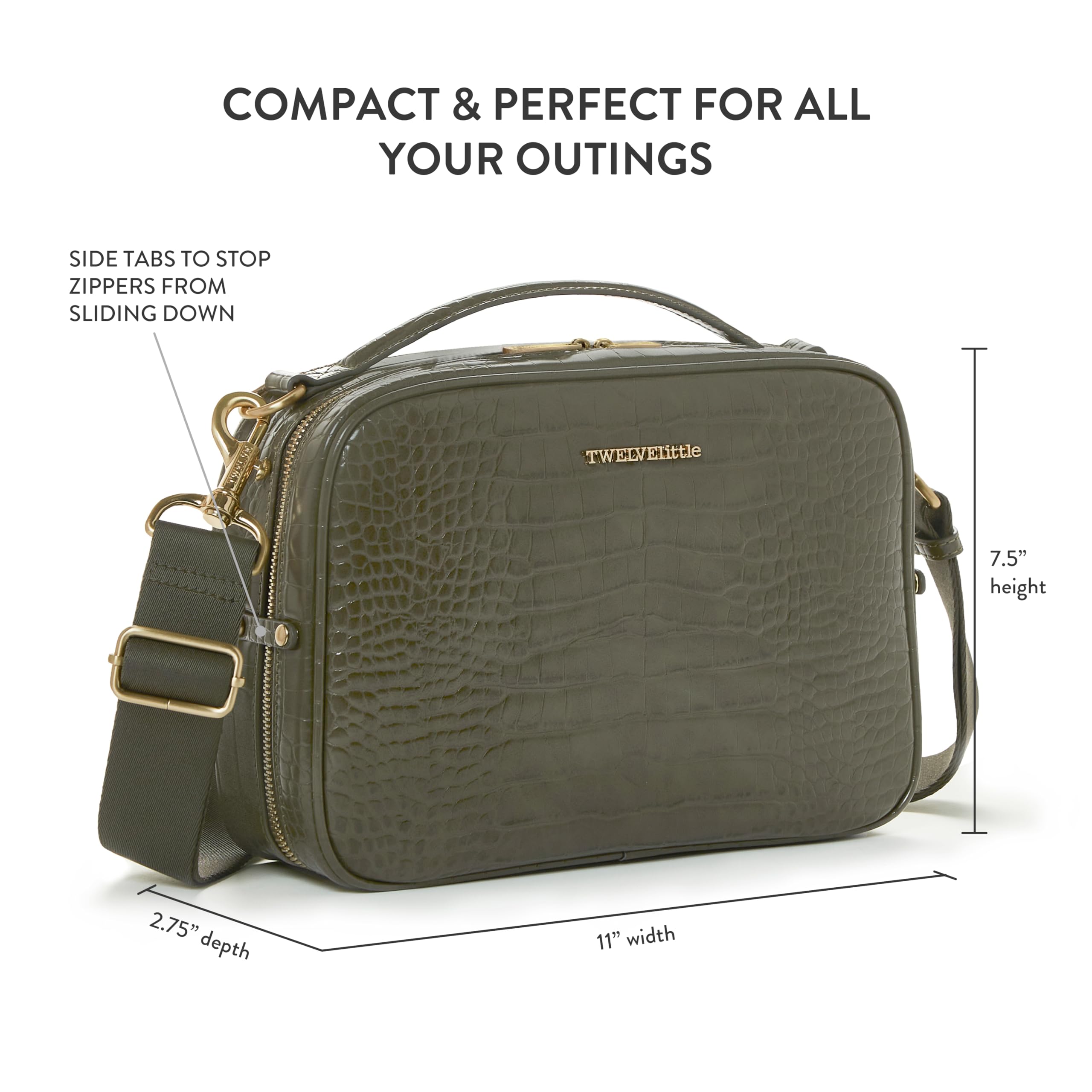 TWELVElittle Luxe Diaper Clutch Changing Mat included for on-the-go changes.