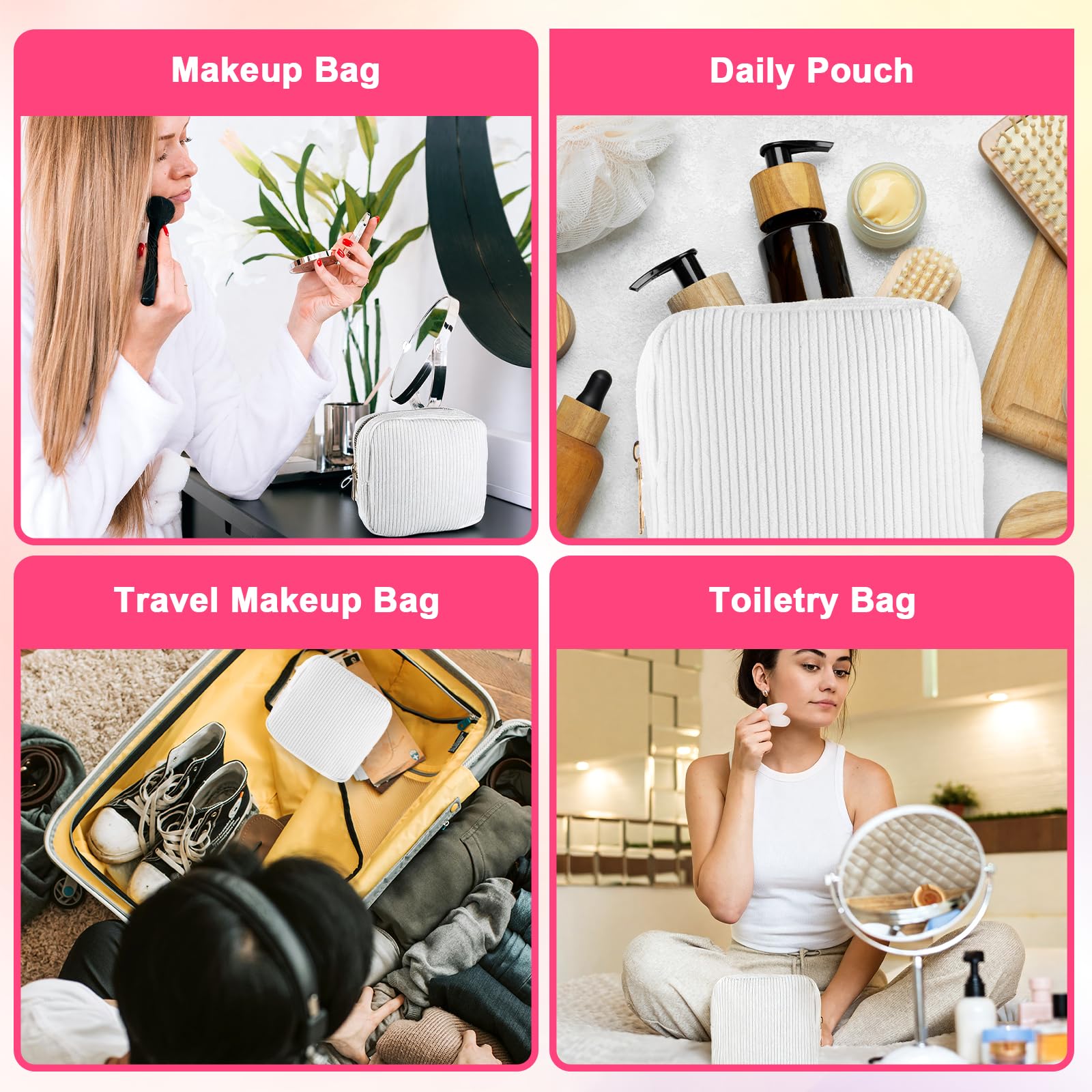 Tweruna Period Bag corduroy white travel-ready design for holidays.