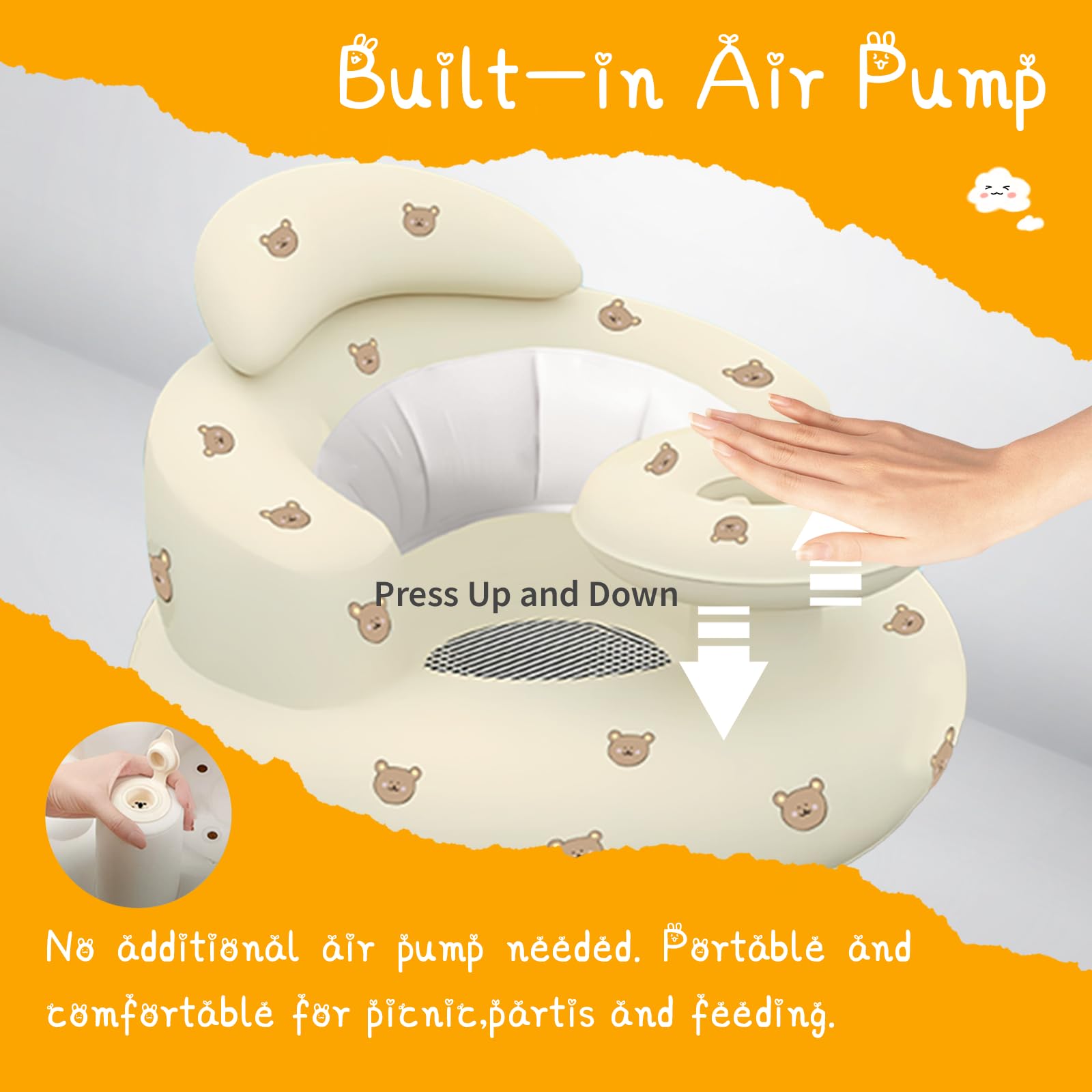 Twievo seat pump enables quick setup during outings and travel.