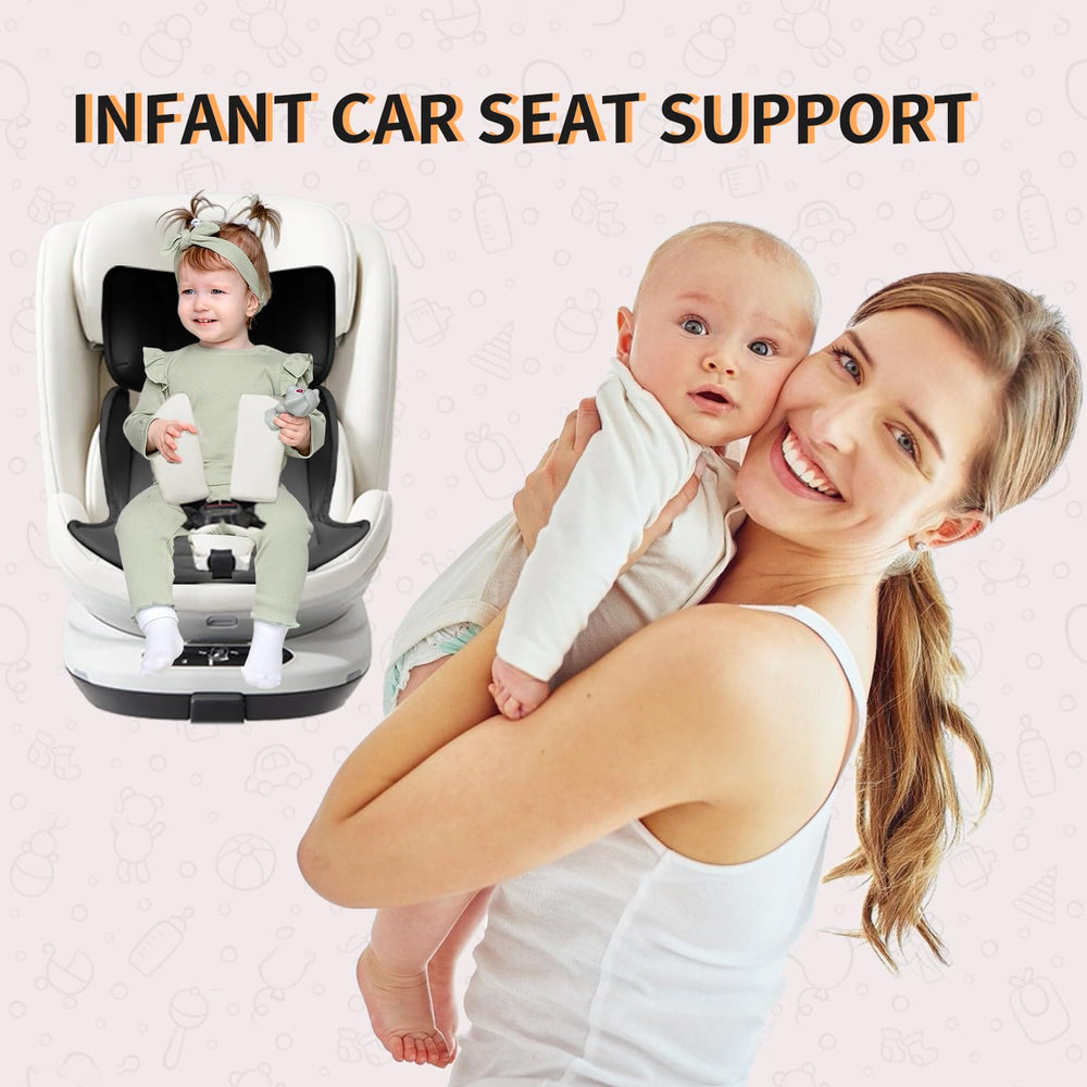 Twievo newborn travel cushion provides gentle support on car journeys.