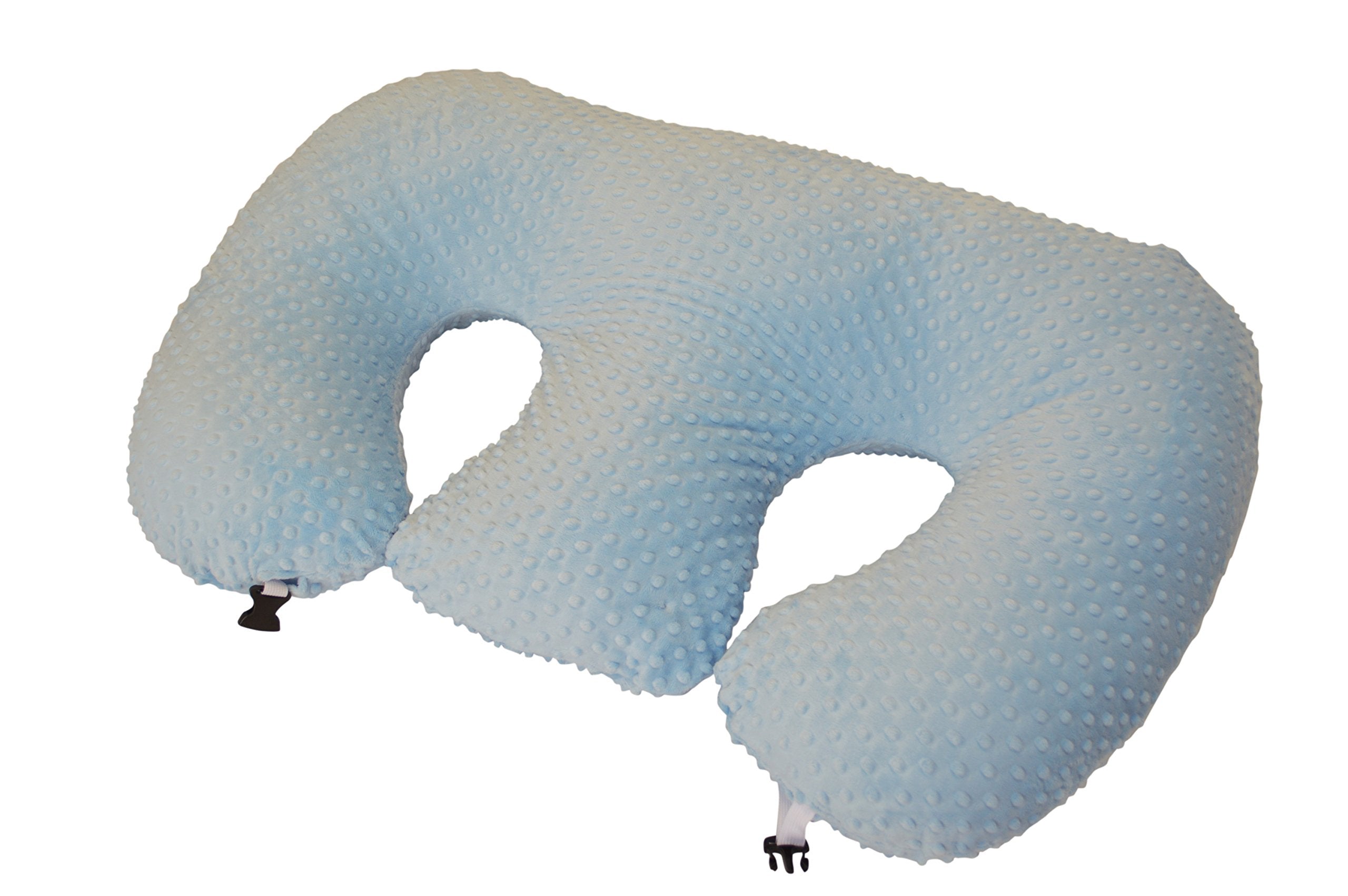 Twin Z Pillow Blue, feeding-side view, supports comfortable twin feeding and bonding.