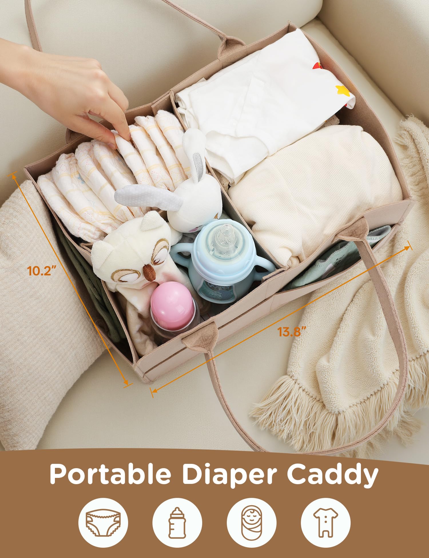 Twinkoo baby shower gift-ready diaper caddy organizer