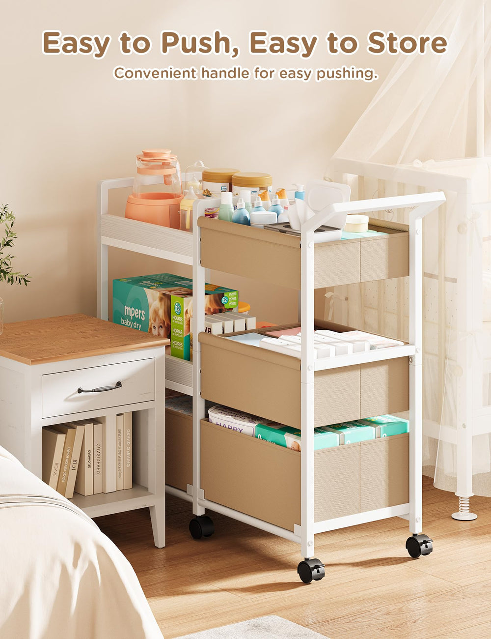 Twinkoo right-side wooden shelves with a large drawer for bulk items