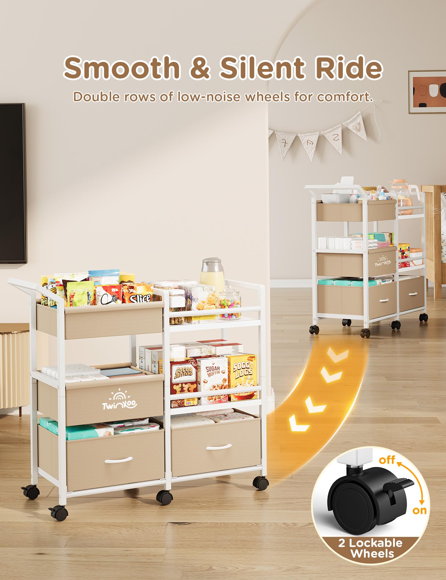 Twinkoo sturdy metal frame provides lasting nursery organization