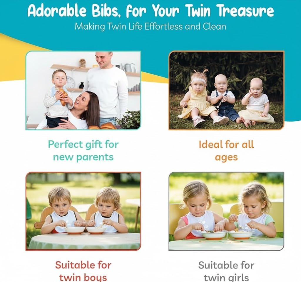 Twinstuff Drinking Buddies bib sized 12 by 9.5 inches for better coverage.