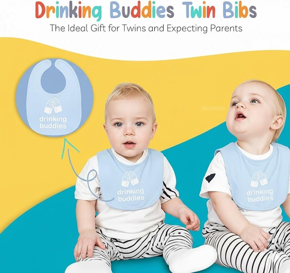 Twinstuff Drinking Buddies bib with waterproof exterior for spill protection.