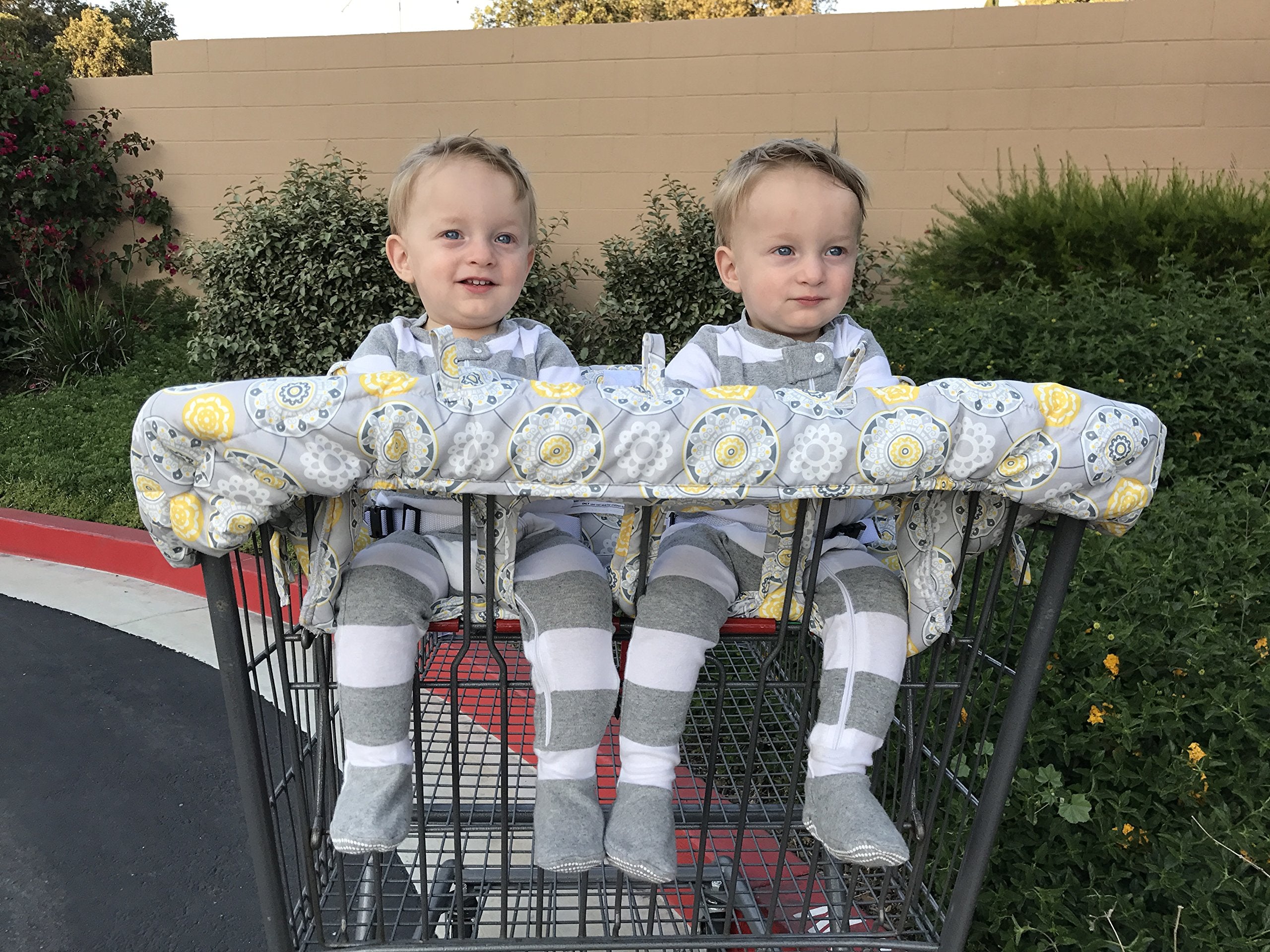 Twinventions cart cover also fits baby high chairs for versatile mealtime setups